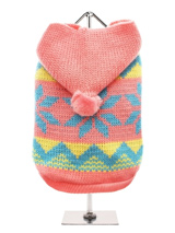 Alpine Hooded Sweater - This alpine inspired hooded sweater in pink and yellow is finished in a traditional Scandinavian snowflake pattern which is very appropriate for coming season. As the temperature drops this stylish sweater will keep your pup bang on trend and snug warm.