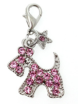 Pink Diamante Scottie Dog Collar Charm - Accent your pup’s collar with our Pink Diamante Scottie Dog Collar Charm. The adorable dog shape lets everyone know who's the most fashionable pup on the block. The rhinestone accents add all the bling you need, for eye-catching style that matches the sparkling personality of your best friend.